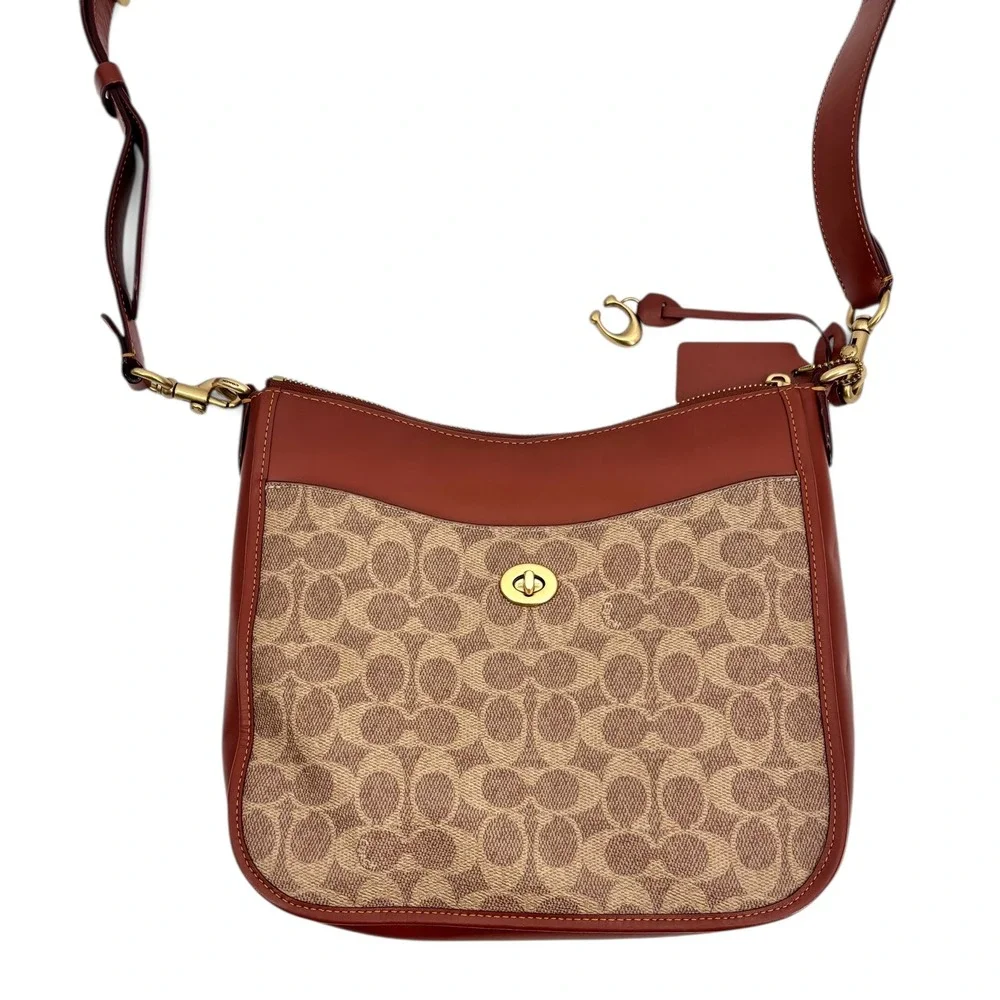 Coach Chaise Crossbody Bag In‎ Signature Canvas Tan Rust - C8487